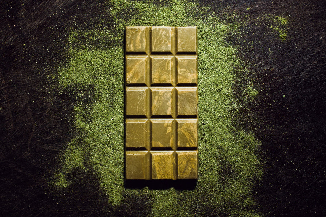 “Limited-edition white chocolate bar with ceremonial-grade matcha, crafted with Guatemalan cacao butter – Chocolates Sero