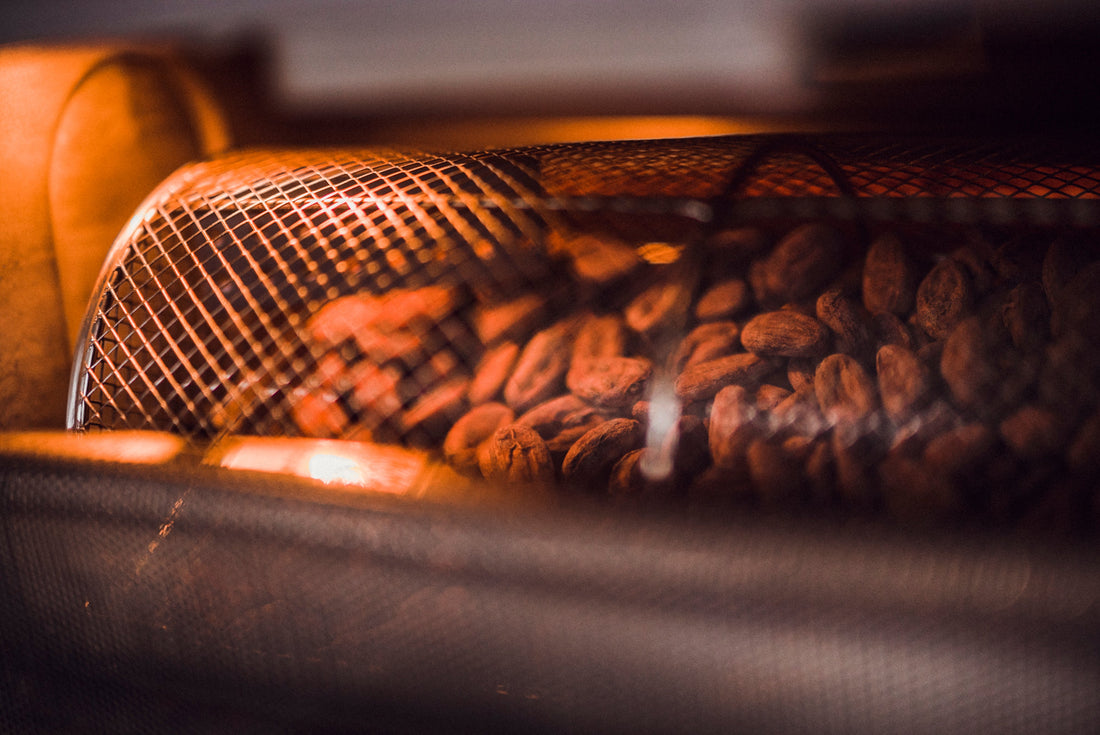 Cacao being crafty roasted to create bean to bar chocolate
