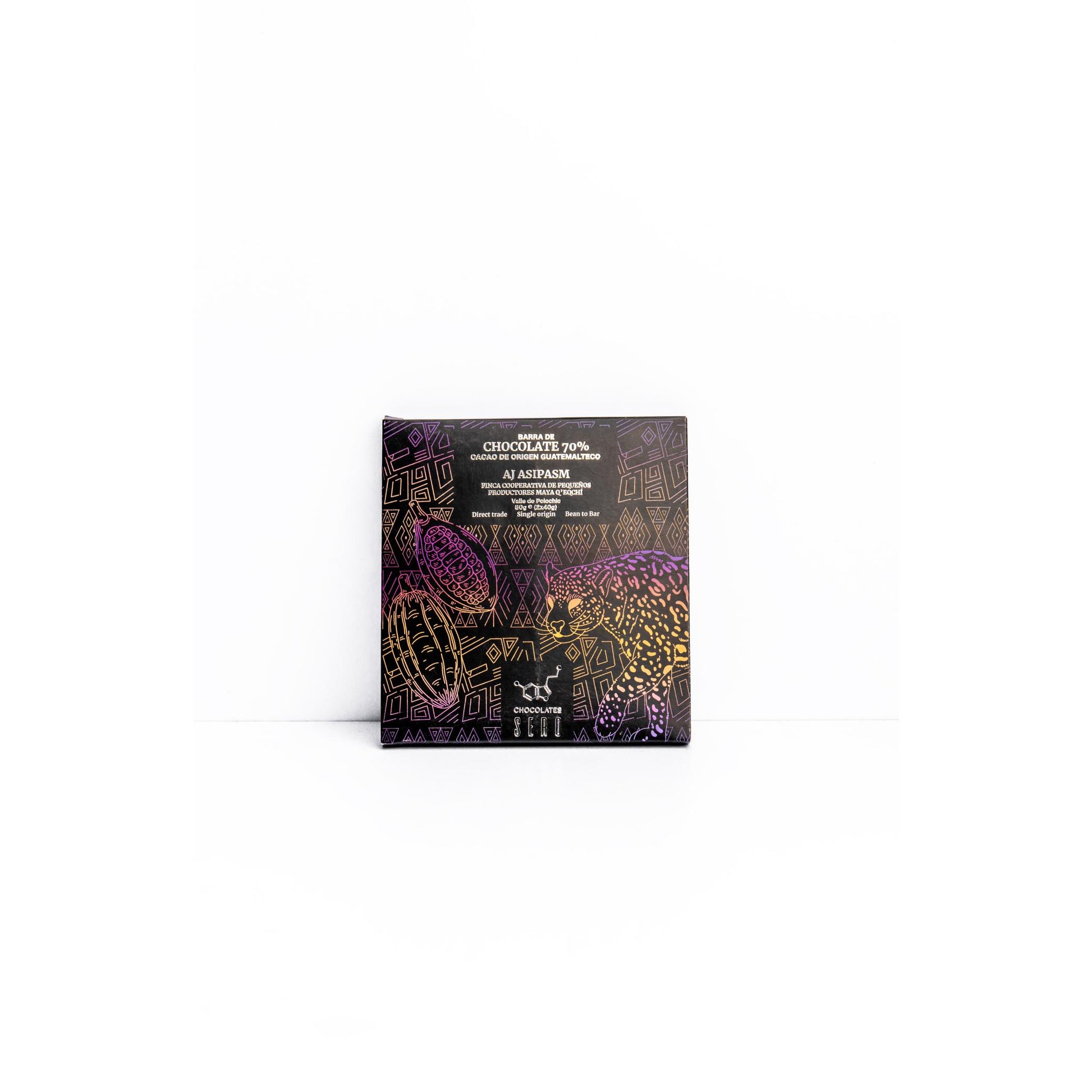 Barra de chocolate en presentación de 80g chocolate oscuro 70% cacao fino de aroma Aj Asipasm