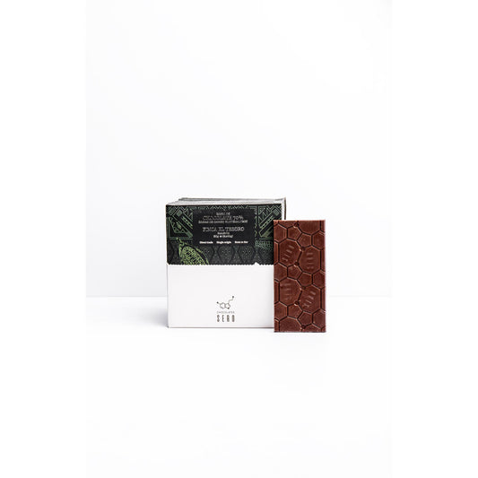 Caja de 10 chocolates premium 70% cacao fino de aroma de origen único, Finca El Tesoro, Chocolates Sero.