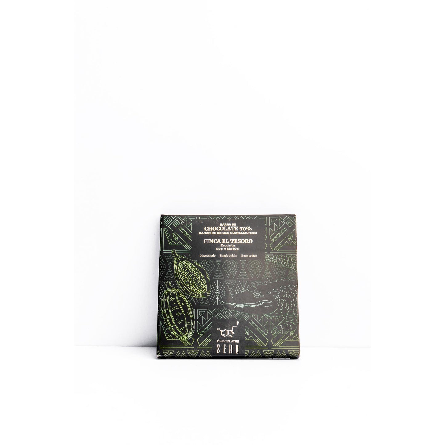 Barra de chocolate oscuro 70% cacao fino de aroma. Barra de chocolate 80g finca El Tesoro Escuintla. Barra de chocolate oscuro. 