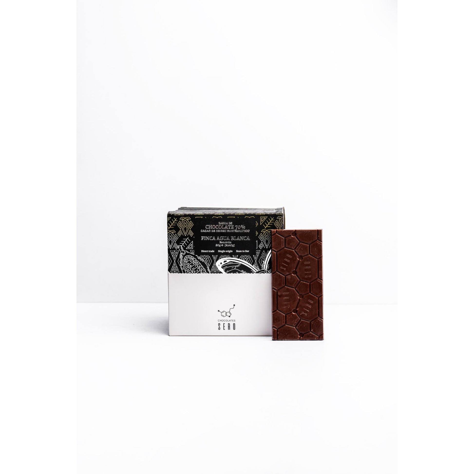 Caja de 10 chocolates premium 70% cacao fino de aroma de origen único, Finca Agua Blanca, Escuintla, Guatemala. 80 gramos, Chocolates Sero