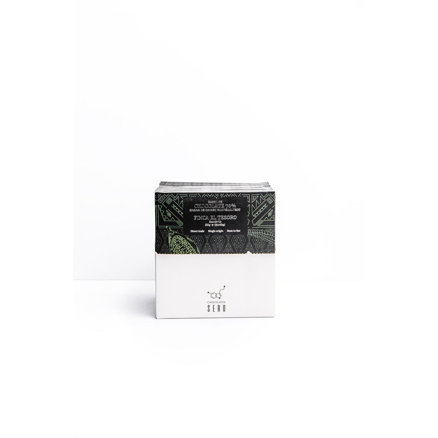 Caja de 10 chocolates premium 70% cacao fino de aroma de origen único guatemalteco, Finca El Tesoro, 80 gramos, Chocolates Sero